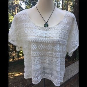 October Sky  white lace top , check out the back ;), vintage 
sheer blouse HP25